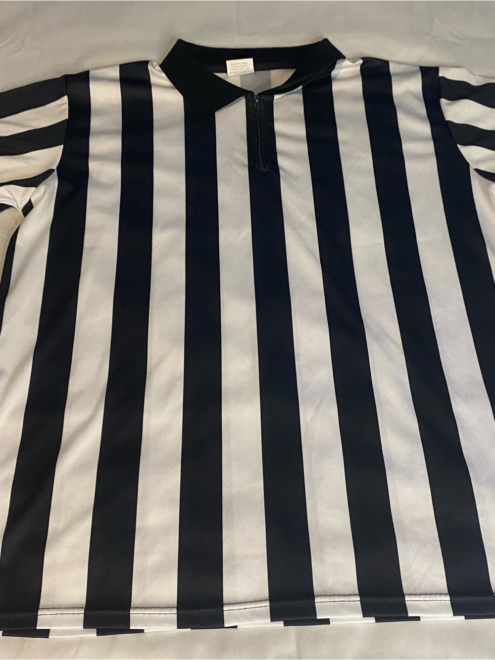 Crown Black and White Vertical Stripe Athletic Zip Top